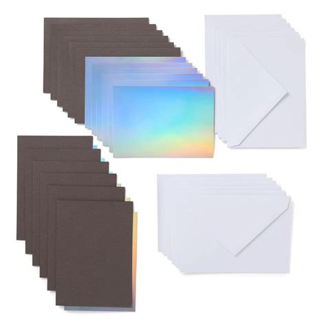 Cricut Joy Insert Cards 12-pack (Grey/Holo); Dimensions: Cards 4.25 in x 5.5 in (10.8 cm x 14 cm), Inserts 4 in x 5.25 in (10.2 cm x 13.3 cm), Envelopes 4.4 in x 5.75 in (11.1 cm x 14.6 cm); Create vibrant two-tone greeting cards without the mess or hassle of glue; Easy to cut with specialized Cricut Joy™ Card Mat (sold separately); For Cricut Joy™